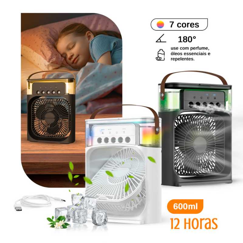 Ventilador de Mesa PureAir 4 em 1  - Ventilado, Umidificador de Ar, Aromatizador e Luminária