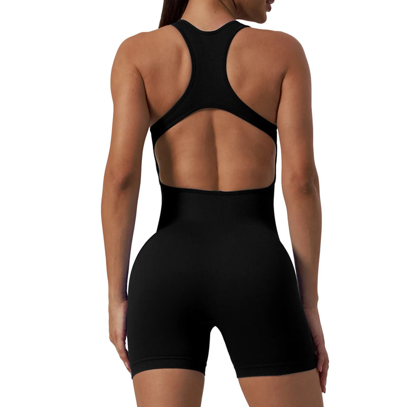 Macaquinho Modelador Curto Esportivo Sem Costura Shape Slim Detalhe nas Costas